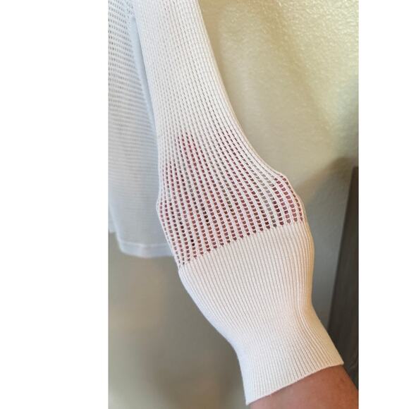 Nordstrom Sweater Women Medium White Coastal Linen Blend Open Knit Beachy Casual - Picture 6 of 8